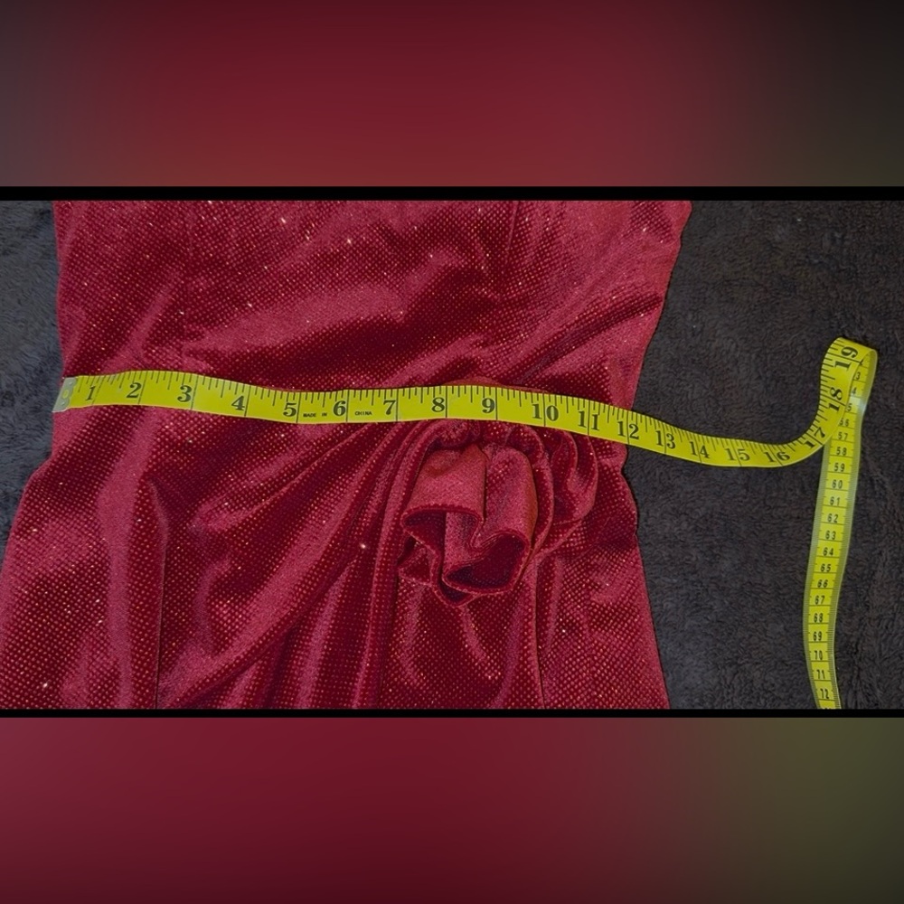 Sparkly Crimson Red Juniors Dress 1/2 – Velvet Feel, Adjustable Straps, EUC - Picture 11 of 13